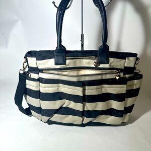 Black and White Striped Women's Bag